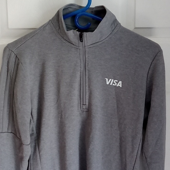 New! Adidas Womens Athletic Top 1/4 Zip Sweater Grey VISA Promo - Picture 4 of 16